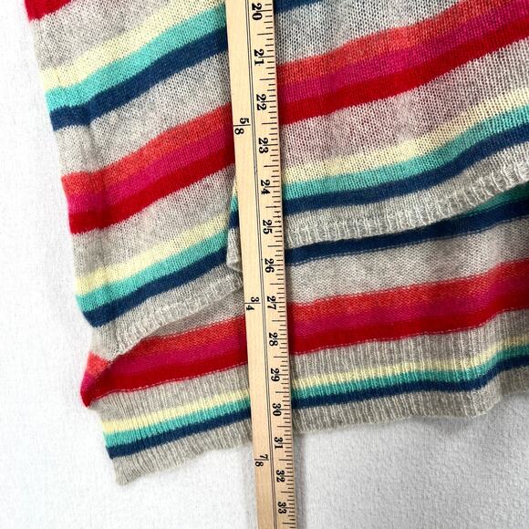 SUBTLE LUXURY Poncho Cashmere Sweater Womens XS Small Heather Gray Multi Stripe - Picture 13 of 13